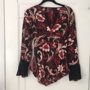 International Concepts silk floral blouse